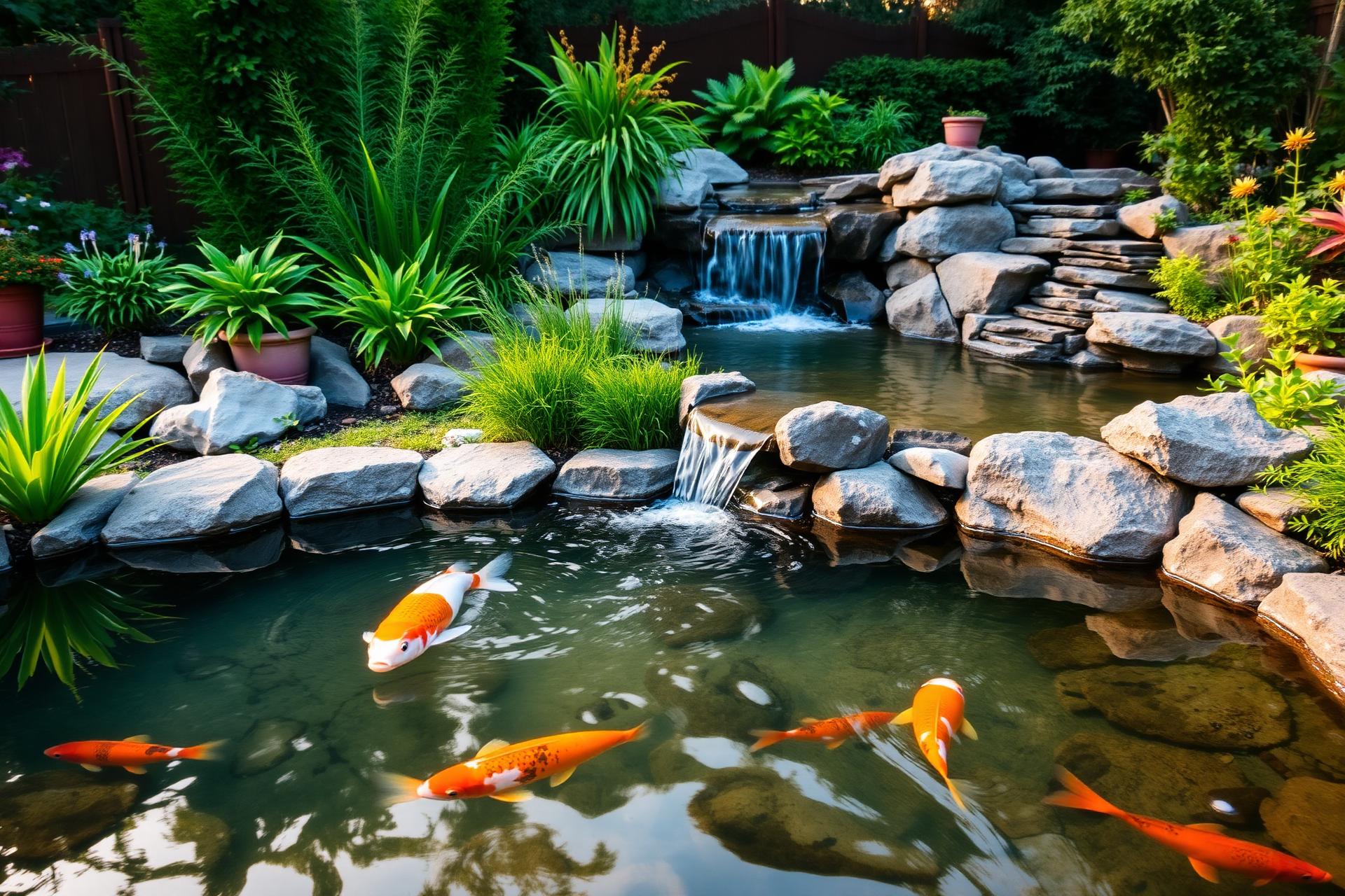 Koi pond with waterfall built from a Pond Pro Direct kit